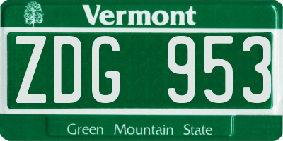VT license plate ZDG953