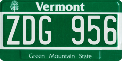 VT license plate ZDG956