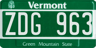 VT license plate ZDG963