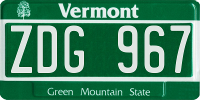 VT license plate ZDG967