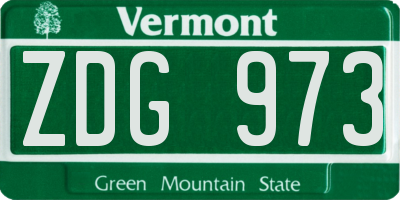 VT license plate ZDG973
