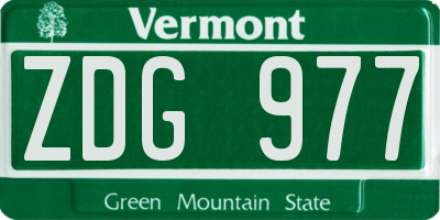 VT license plate ZDG977