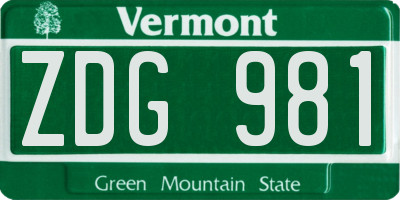 VT license plate ZDG981
