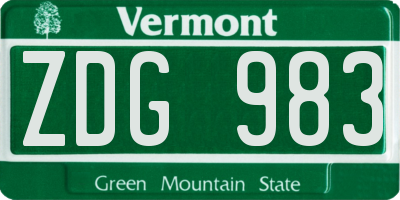 VT license plate ZDG983