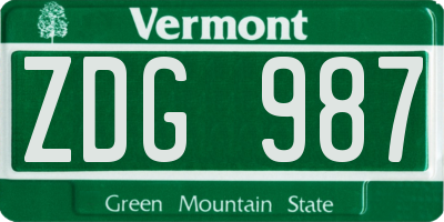 VT license plate ZDG987
