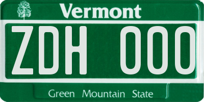 VT license plate ZDH000
