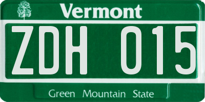 VT license plate ZDH015