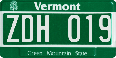 VT license plate ZDH019