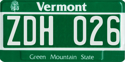 VT license plate ZDH026