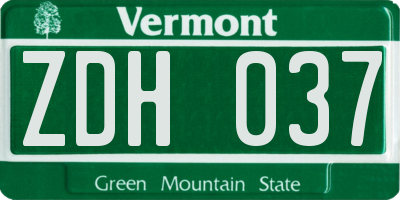VT license plate ZDH037