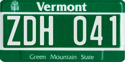 VT license plate ZDH041