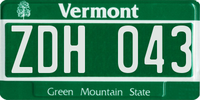 VT license plate ZDH043