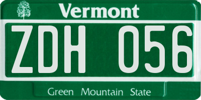 VT license plate ZDH056