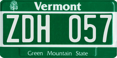 VT license plate ZDH057