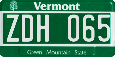 VT license plate ZDH065