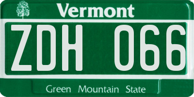 VT license plate ZDH066