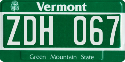 VT license plate ZDH067