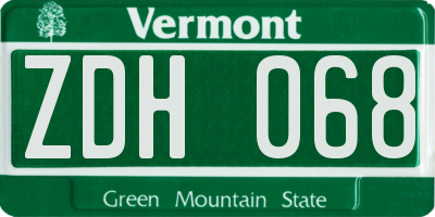 VT license plate ZDH068