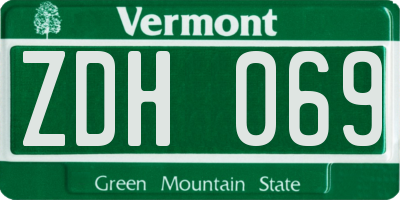VT license plate ZDH069