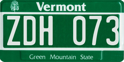 VT license plate ZDH073