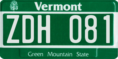 VT license plate ZDH081