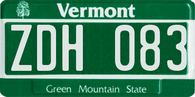 VT license plate ZDH083