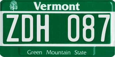 VT license plate ZDH087