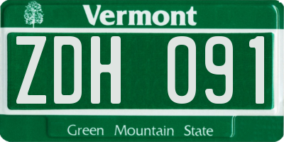 VT license plate ZDH091