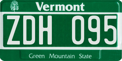 VT license plate ZDH095