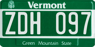 VT license plate ZDH097