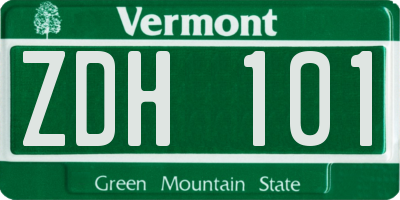 VT license plate ZDH101