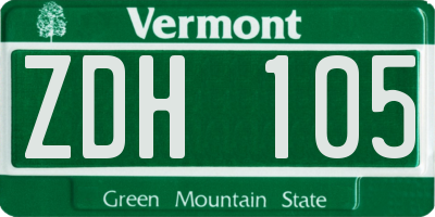 VT license plate ZDH105