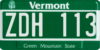 VT license plate ZDH113