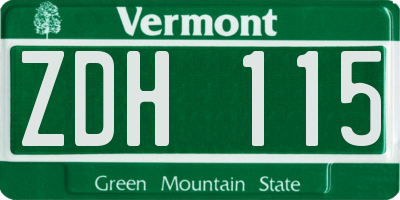 VT license plate ZDH115