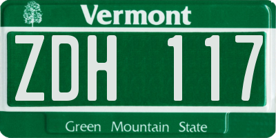 VT license plate ZDH117