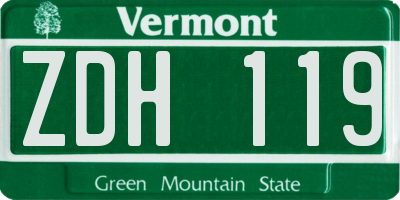 VT license plate ZDH119