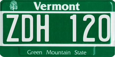 VT license plate ZDH120