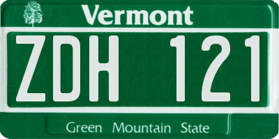 VT license plate ZDH121