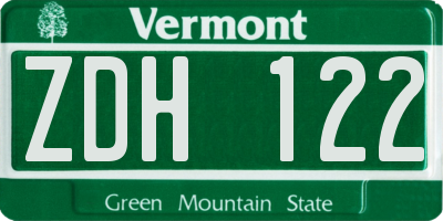 VT license plate ZDH122