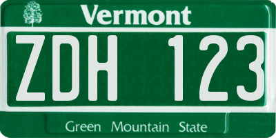 VT license plate ZDH123