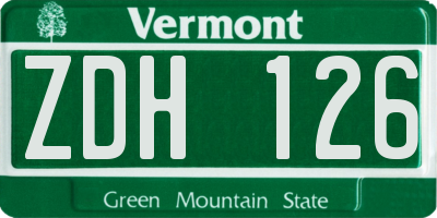 VT license plate ZDH126