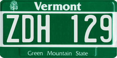 VT license plate ZDH129