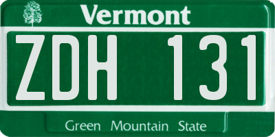 VT license plate ZDH131
