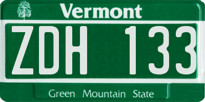 VT license plate ZDH133