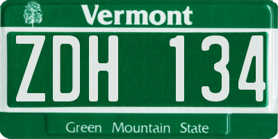 VT license plate ZDH134