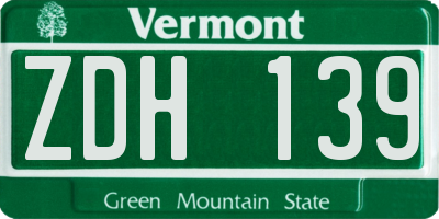 VT license plate ZDH139