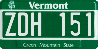VT license plate ZDH151