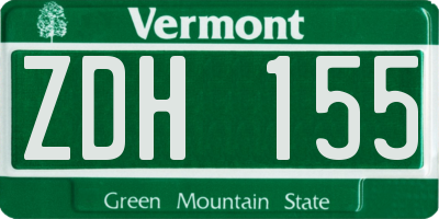 VT license plate ZDH155
