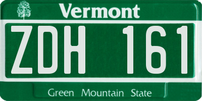 VT license plate ZDH161