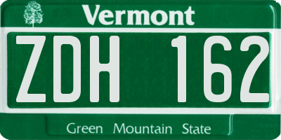 VT license plate ZDH162
